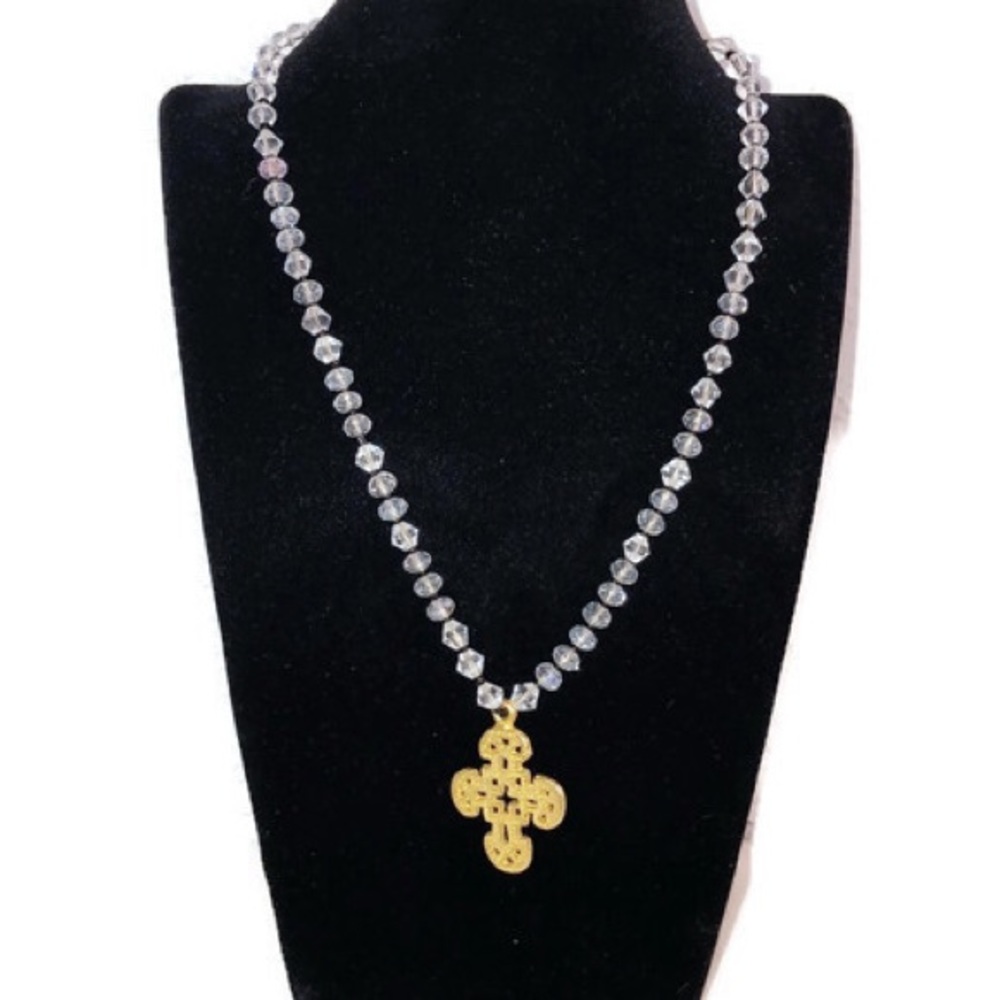 Swarovski Crystal Necklace Gold Cross Pendant 18.5